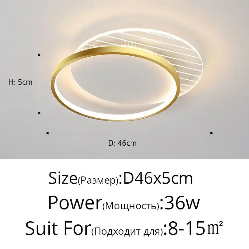 Modern circular decorbites led ceiling lights with gold finish and translucent diffuser for warm home lighting