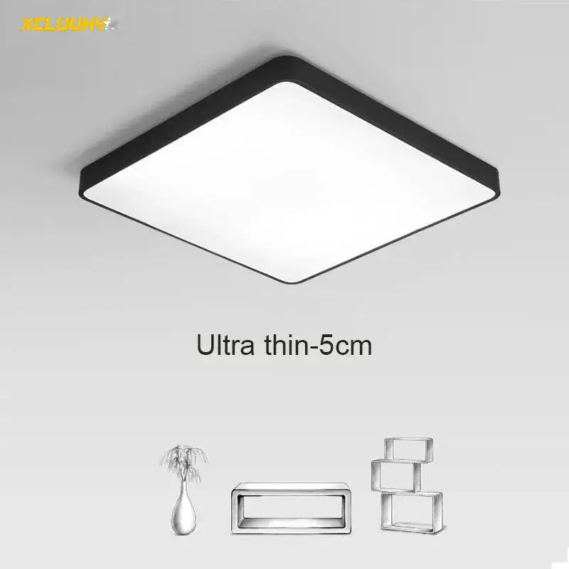 Black-framed square decorbites led ceiling lights with ultra-thin 5cm iron profile for living room and bedroom