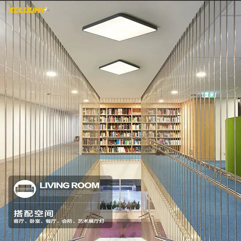 Modern square decorbites led ceiling light with sleek black iron frame and bright white illumination for living room and bedroom