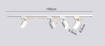 Decorbites led ceiling white cylindrical track ceiling lights with adjustable angles on 150cm rail for indoor lighting