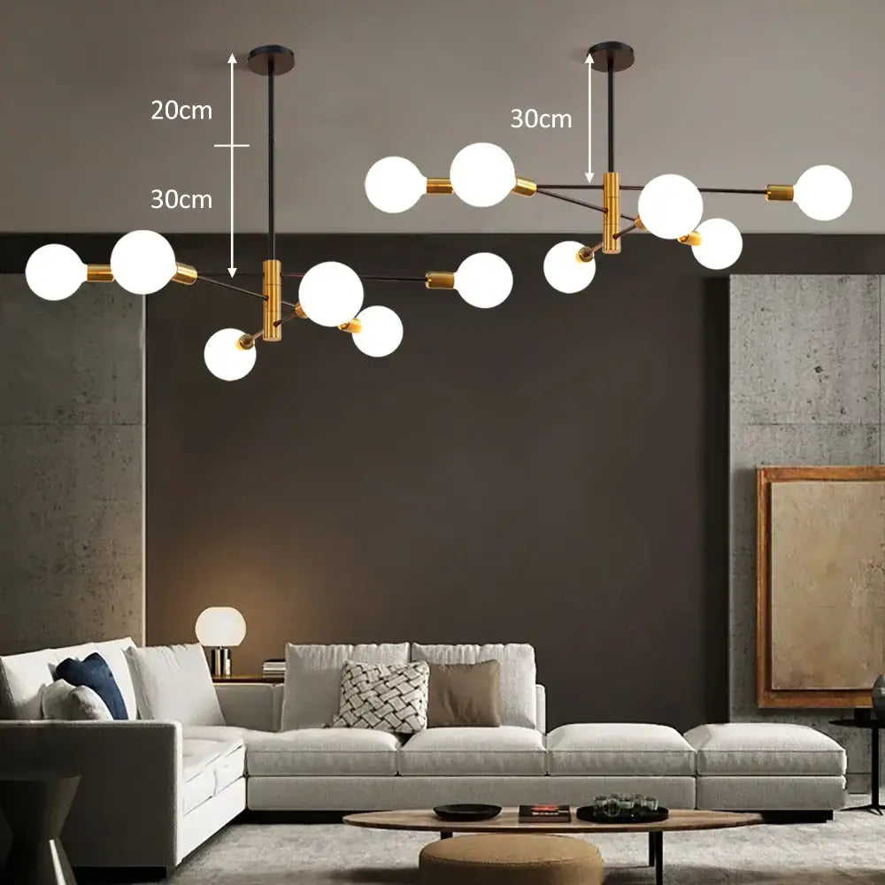 Modern brass and white globe chandelier with geometric design in decorbites led ceiling lights industrial iron black golden minimalist décor