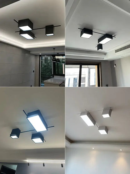 Modern black square decorbites led ceiling lights with sleek metallic arms for living room and bedroom use