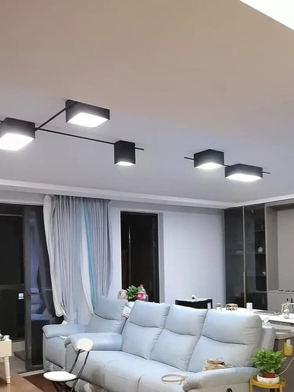Modern black square decorbites led ceiling lights with sleek metallic arms for living room and bedroom lighting