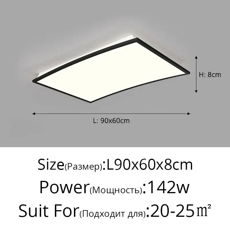 Modern rectangular DecorBites LED ceiling lights with sleek black frame and soft white panel for bedroom and living room lighting