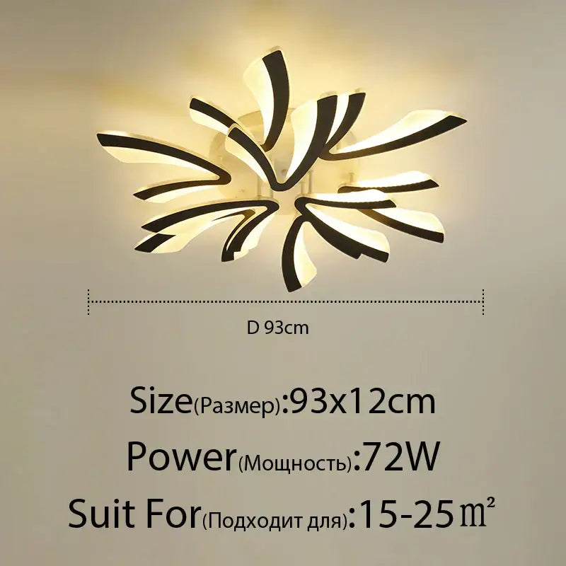 Modern black and white decorbites led ceiling light with sleek petal-like design made of acrylic for indoor use