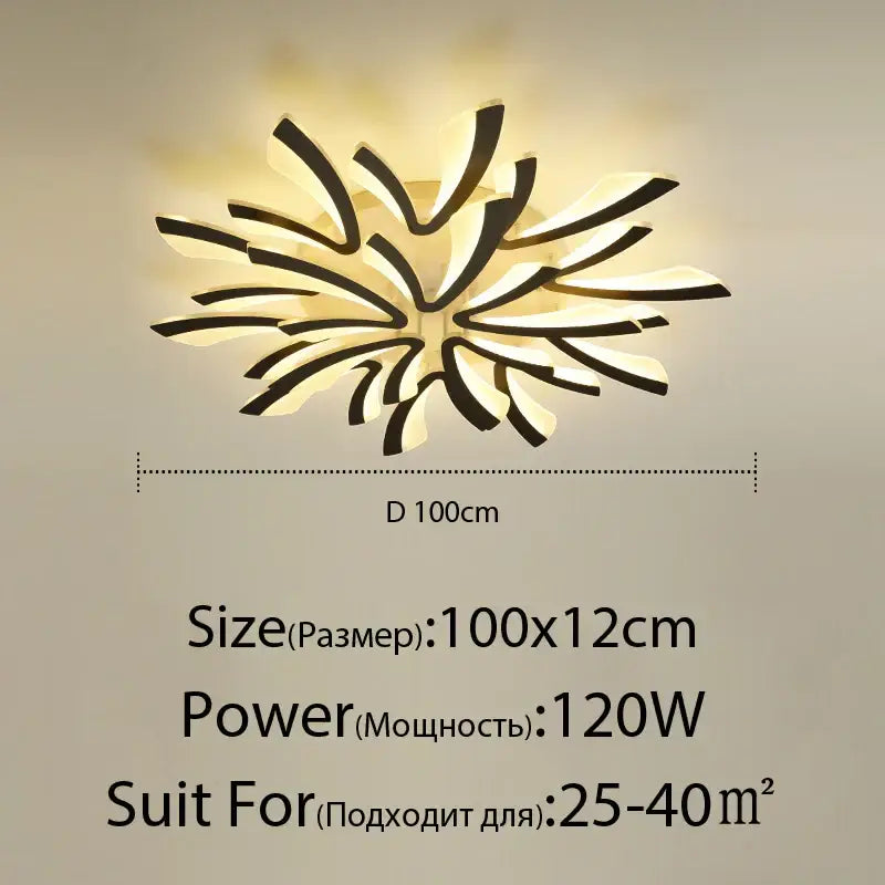 Modern black and white decorbites led ceiling light with radial petal design acrylic luminaria for indoor lighting