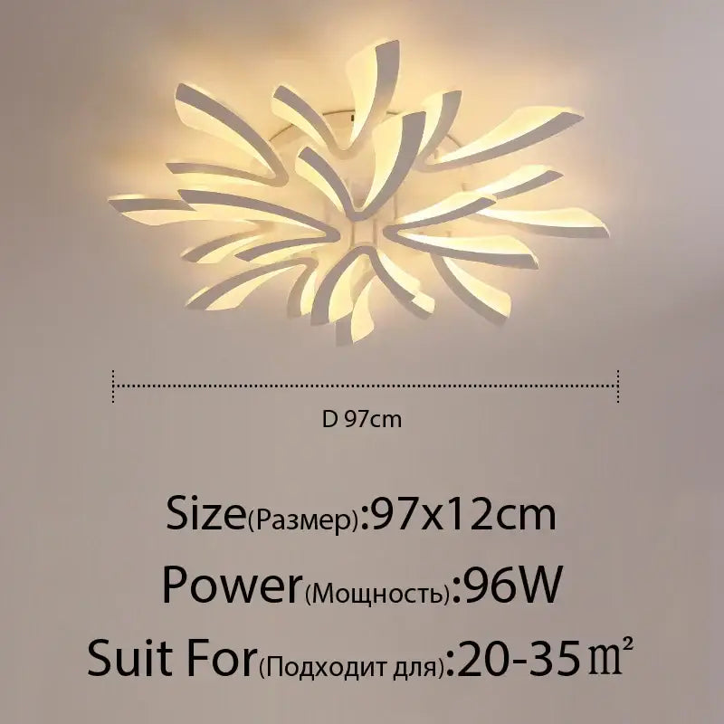 Modern white decorbites led ceiling light with sleek petal-like acrylic design for indoor home lighting