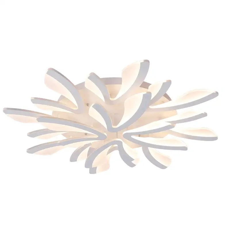 White decorbites led ceiling light with modern flower-like design made of layered acrylic petals for indoor lighting
