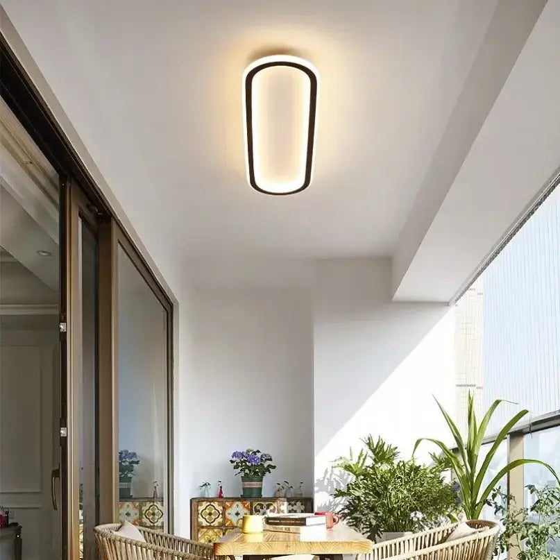 Modern decorbites led ceiling light with sleek black frame and warm white illumination for home corridors and balconies