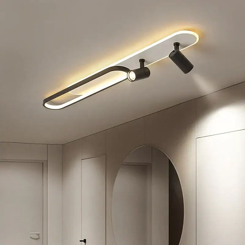 Modern minimalist decorbites led ceiling light fixture with white and black design featuring led strip and adjustable spotlights
