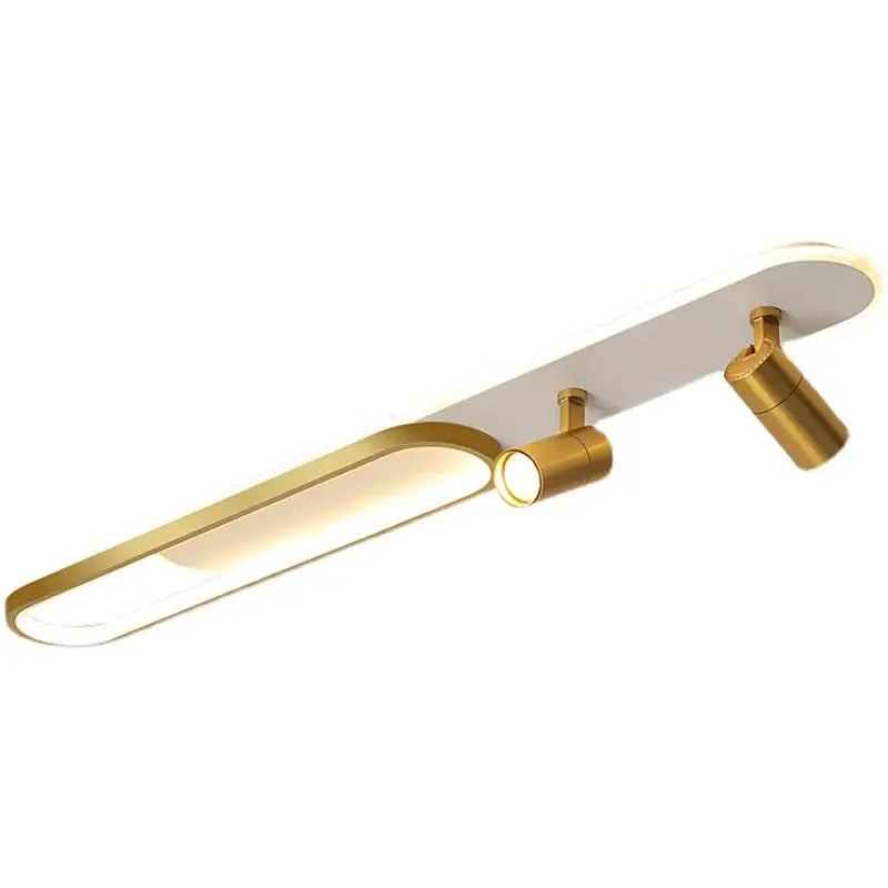 Modern gold-finished decorbites led ceiling light with white panel and adjustable spotlights for living room and corridor