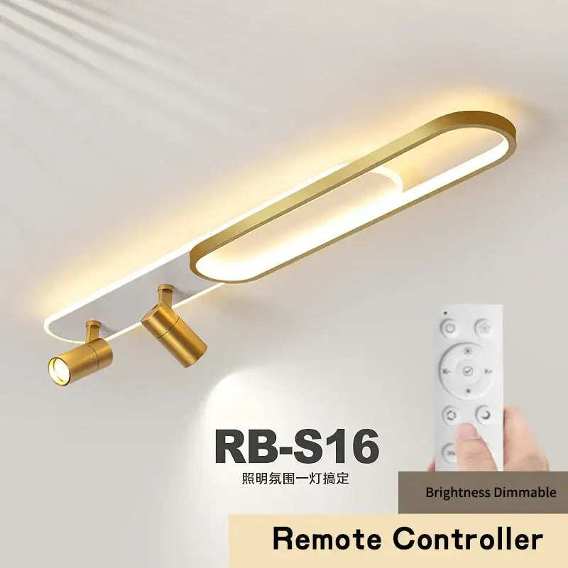 Gold-finished decorbites led ceiling light with remote control for brightness dimming in modern living spaces