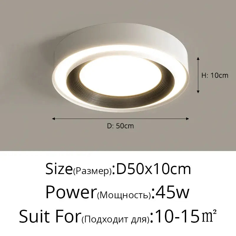 Modern white circular decorbites led ceiling light with dimmable illuminated ring for indoor bedroom and balcony lighting