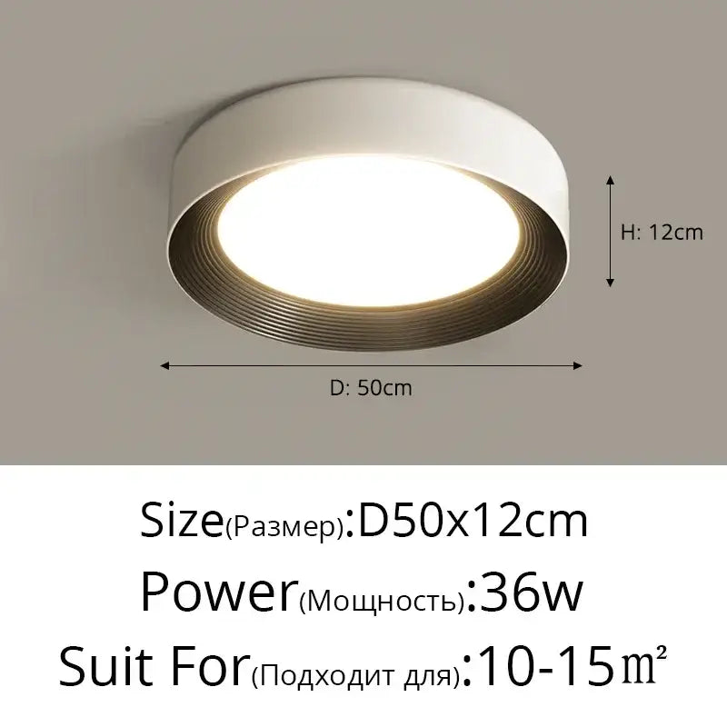 Decorbites™ white circular led ceiling light with textured metallic rim 36w modern dimmable home lighting