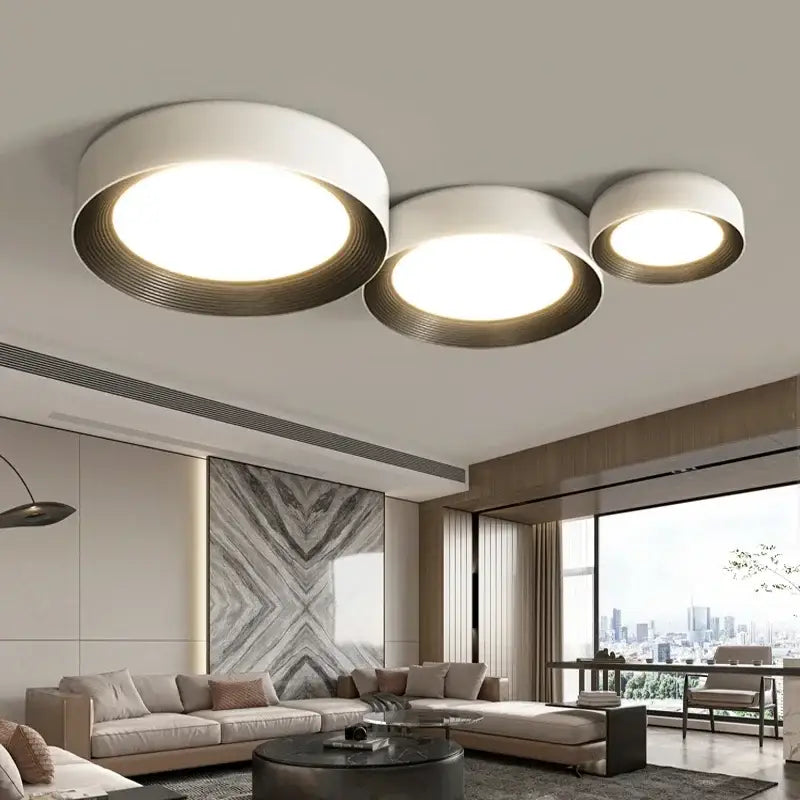 Modern white and gold circular decorbites™ led ceiling light fixture with sleek minimalist design for home lighting
