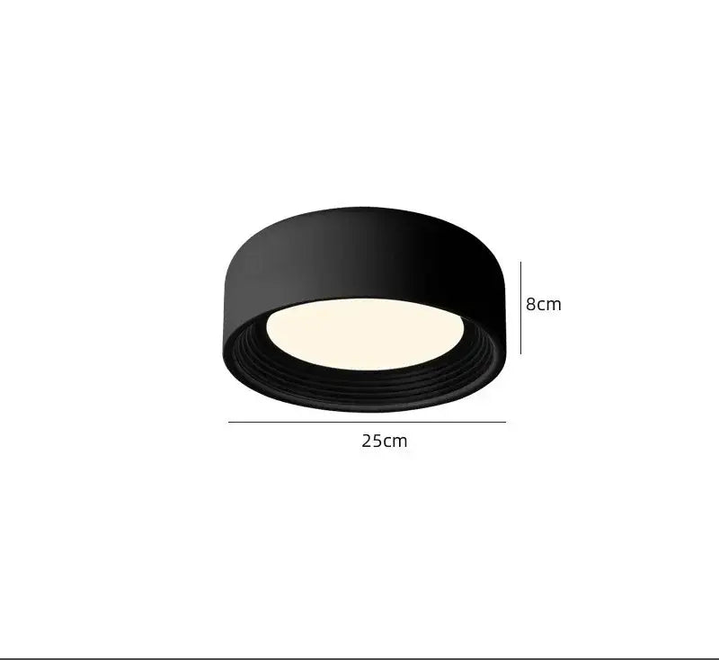 Black matte cylindrical decorbites led ceiling light with frosted glass diffuser for modern bedroom and home lighting