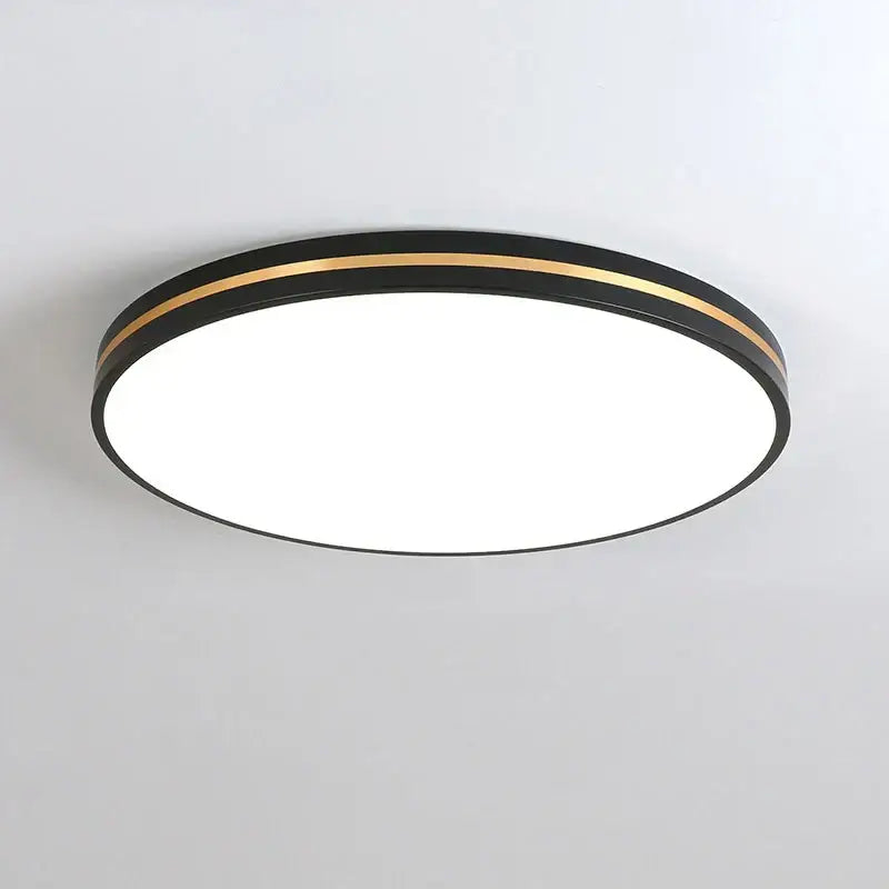 Modern round ceiling light by decorbites led ceiling with sleek black metal frame and thin gold stripe accent