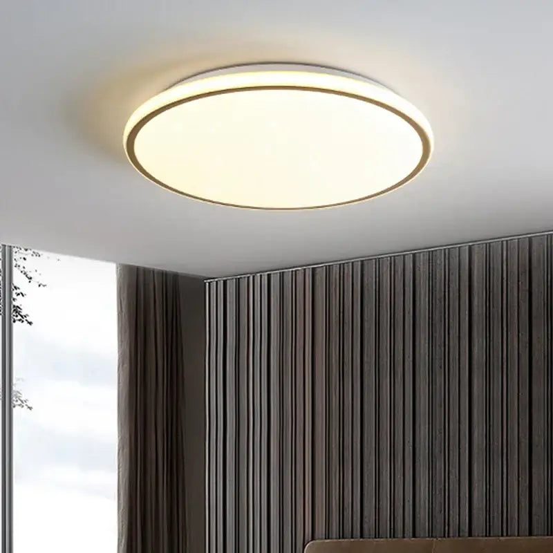 Modern circular decorbites led ceiling lights with warm white glow and sleek metallic rim for living room lighting