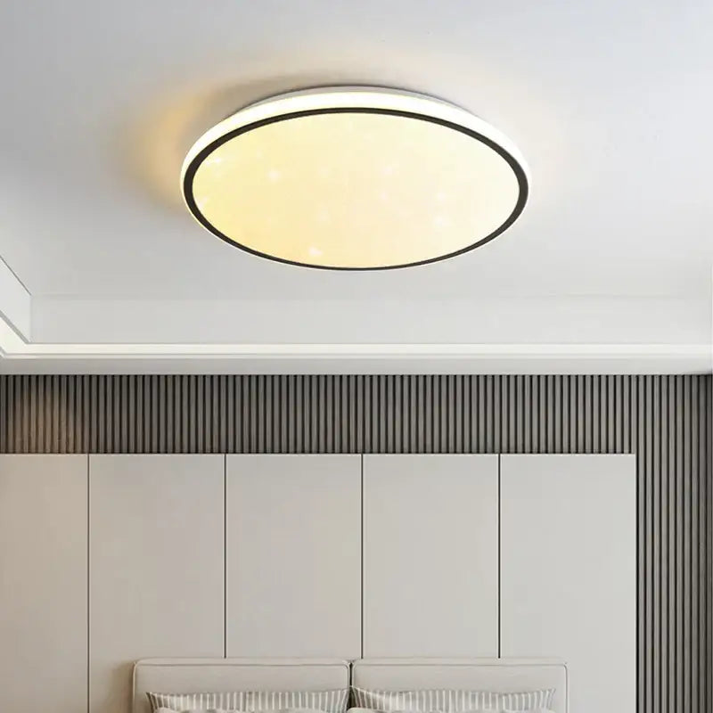 Modern circular decorbites led ceiling lights with black rim and warm glow for bedroom living room lighting fixtures