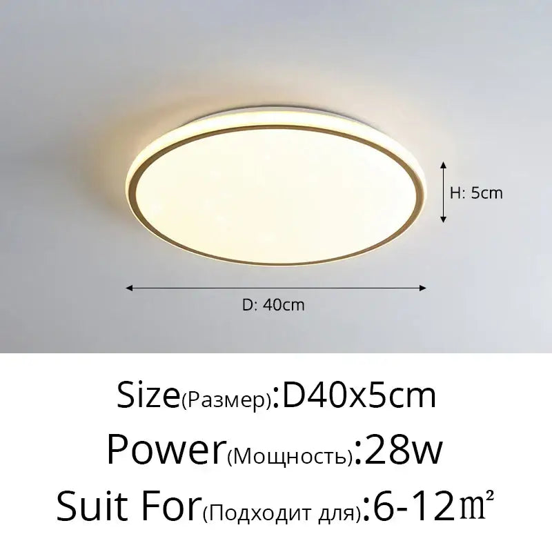Modern circular decorbites led ceiling light with white diffuser and gold trim for living room and bedroom lighting
