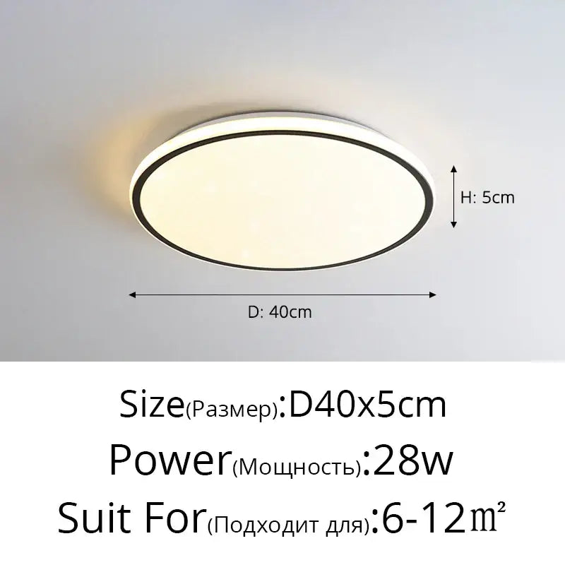 Modern circular DecorBites LED ceiling light with white diffuser and black rim 40cm for living room lighting