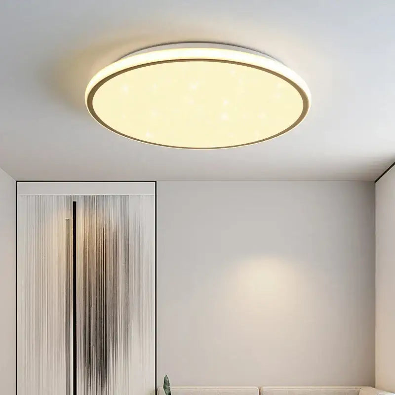 Circular decorbites led ceiling light with warm diffused glow and sleek metallic rim for living room lighting
