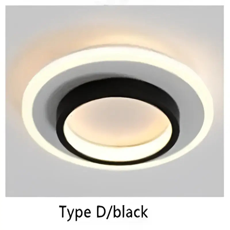 Black decorbites led ceiling light with modern concentric rings and warm ambient lighting for home use