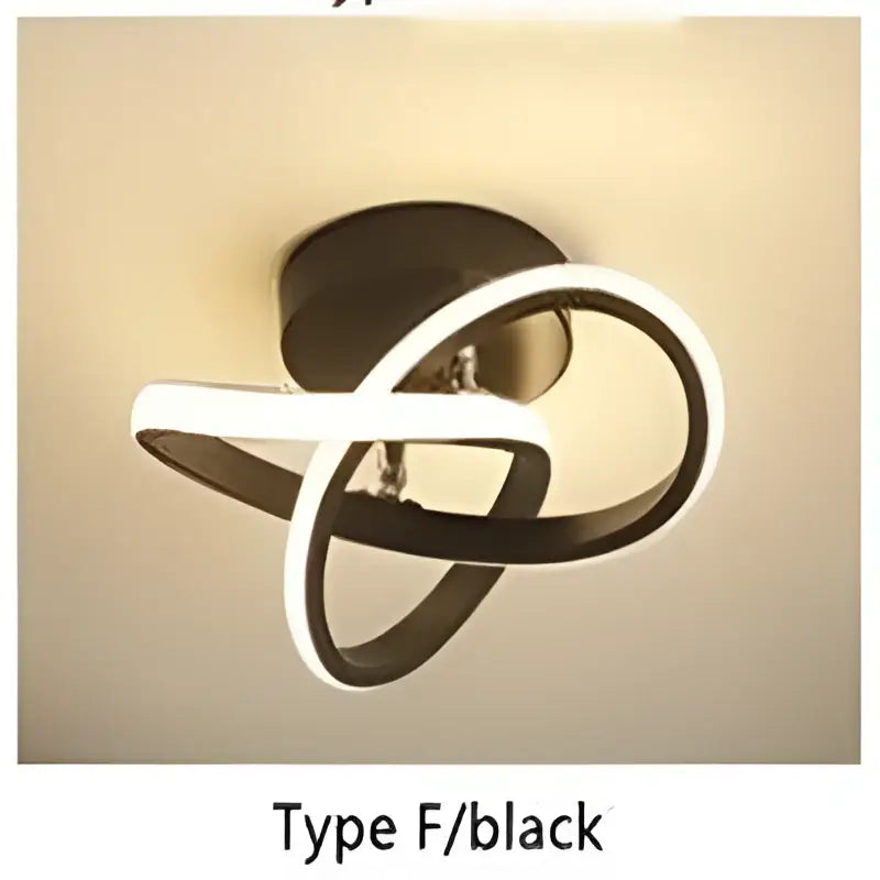 Black modern decorbites led ceiling light with sleek intertwined circular design for bedroom living room corridor