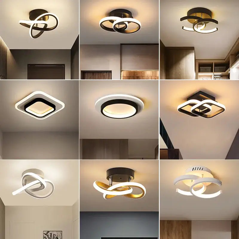 Modern minimalist DecorBites LED ceiling lights with sleek circular and square black and white finishes for home use
