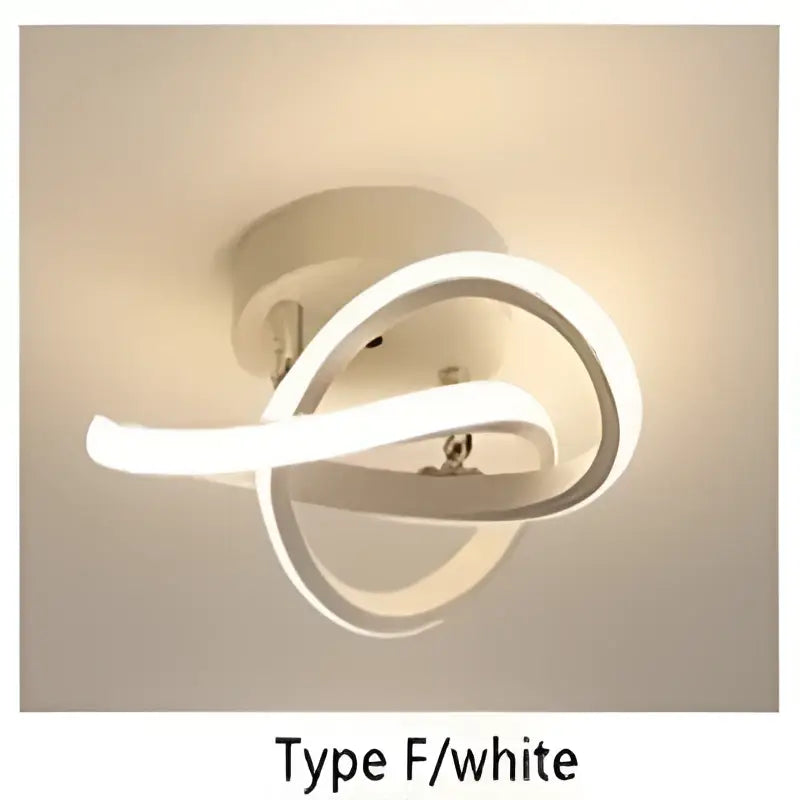 Decorbites led ceiling light in white with sleek intertwined circular bands for modern bedroom living room lighting