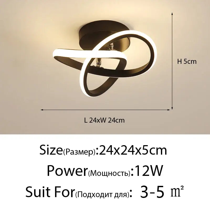 Modern black and white decorbites led ceiling lights with intertwined rings for home living room bedroom aisle balcony lighting