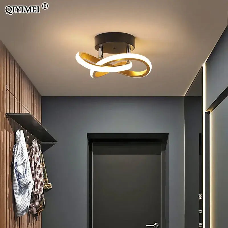 Modern gold and white DecorBites LED ceiling lights with sleek intertwined ring design for home living room illumination