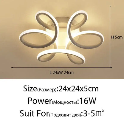 Modern white decorbites led ceiling light with sleek flower-like acrylic rings for home living room and bedroom illumination