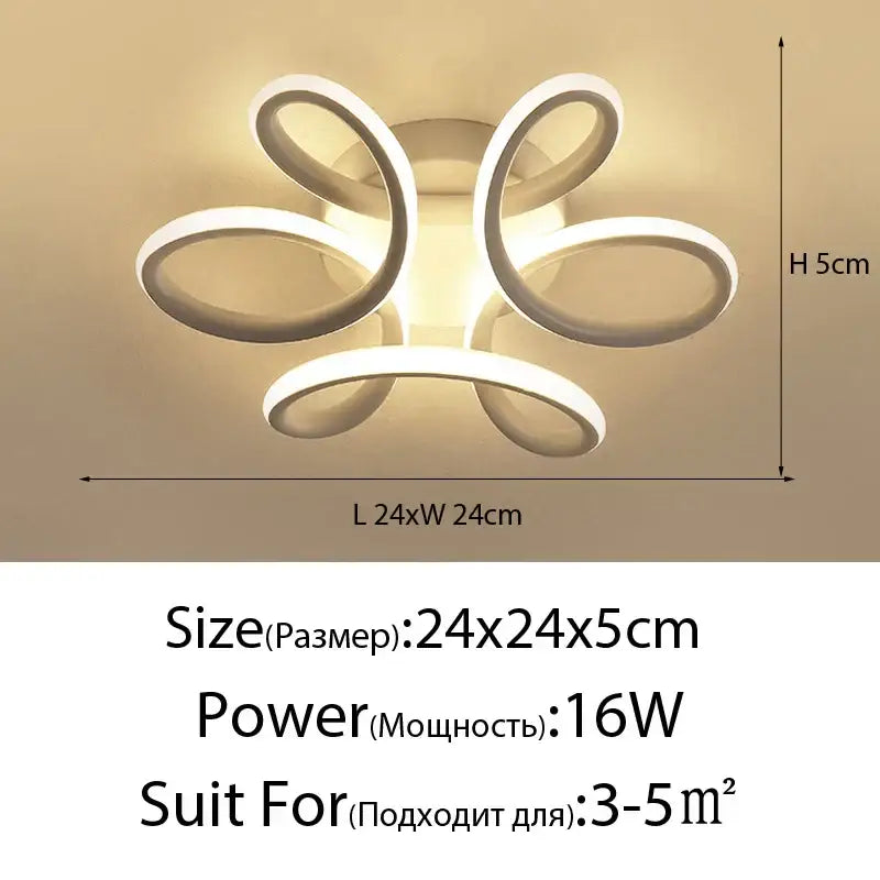 Modern white decorbites led ceiling light with sleek flower-like acrylic rings for home living room and bedroom illumination