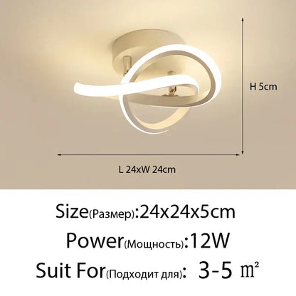 Modern white decorbites led ceiling lights with sleek intertwined spiral design for home living room and bedroom illumination