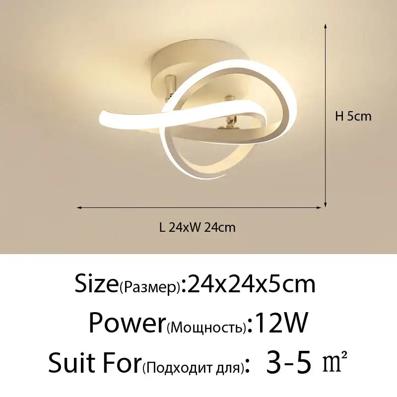 Modern white decorbites led ceiling lights with sleek intertwined spiral design for home living room and bedroom illumination