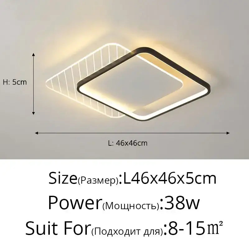 Modern minimalist decorbites led ceiling light with black frame and warm white led illumination for home lighting