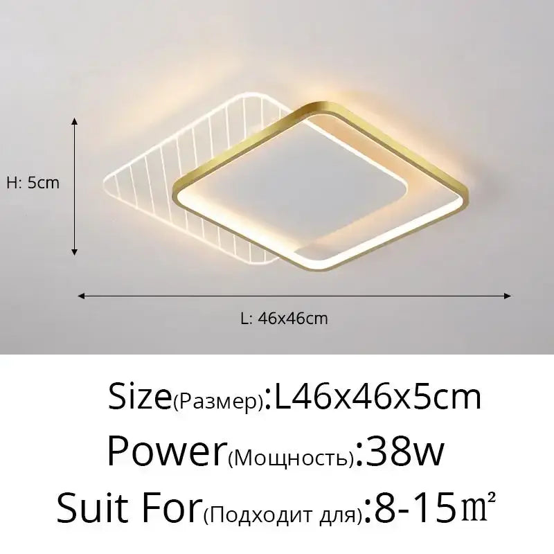 Modern square decorbites led ceiling light with gold frame and lattice design for bedroom living room pendant lights