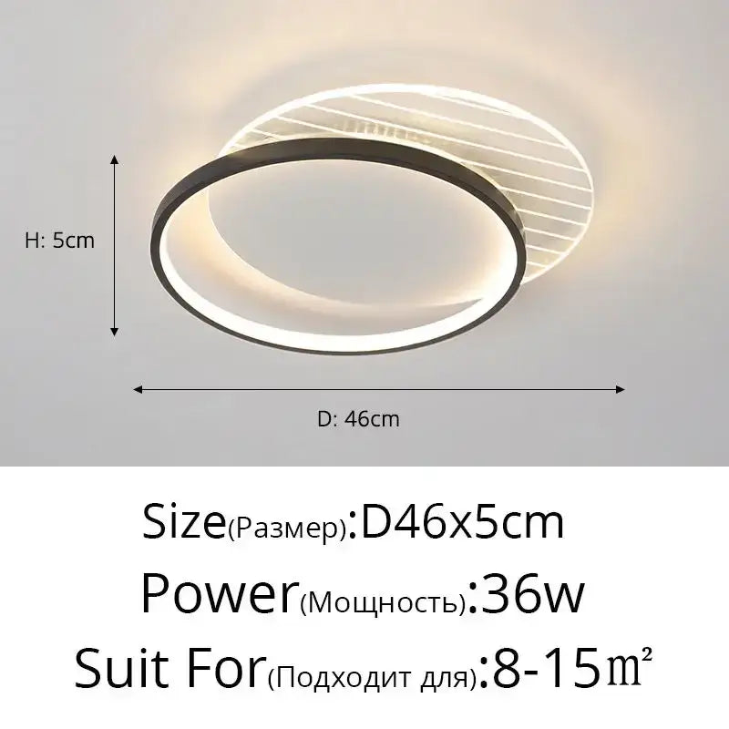 Modern decorbites led ceiling light with black frame and white led ring featuring translucent diffuser panel for warm home lighting