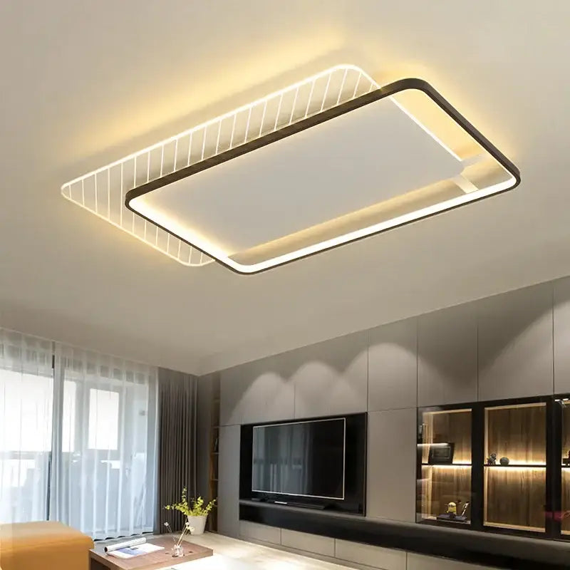 Modern rectangular decorbites led ceiling light with a sleek black frame and warm white led illumination for home use