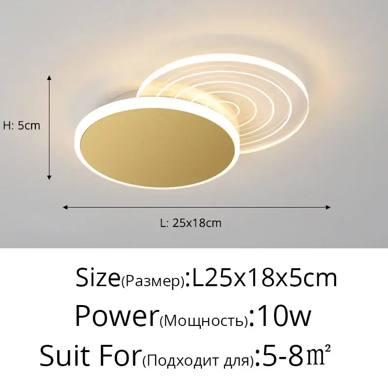 Modern decorbites led ceiling light with warm white glow and gold-toned circular pendant lights for home use