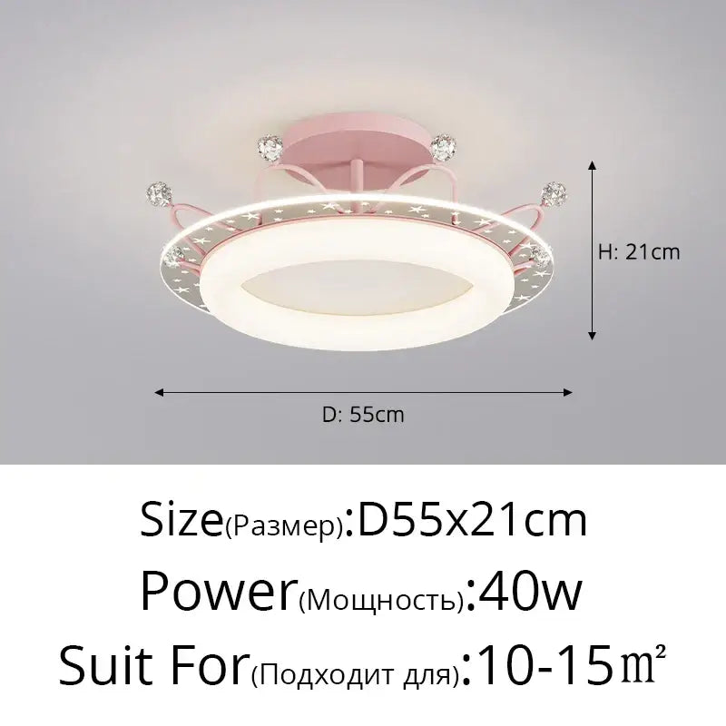 Pink decorbites led ceiling light with circular design, crystal embellishments, and star patterns for modern indoor lighting