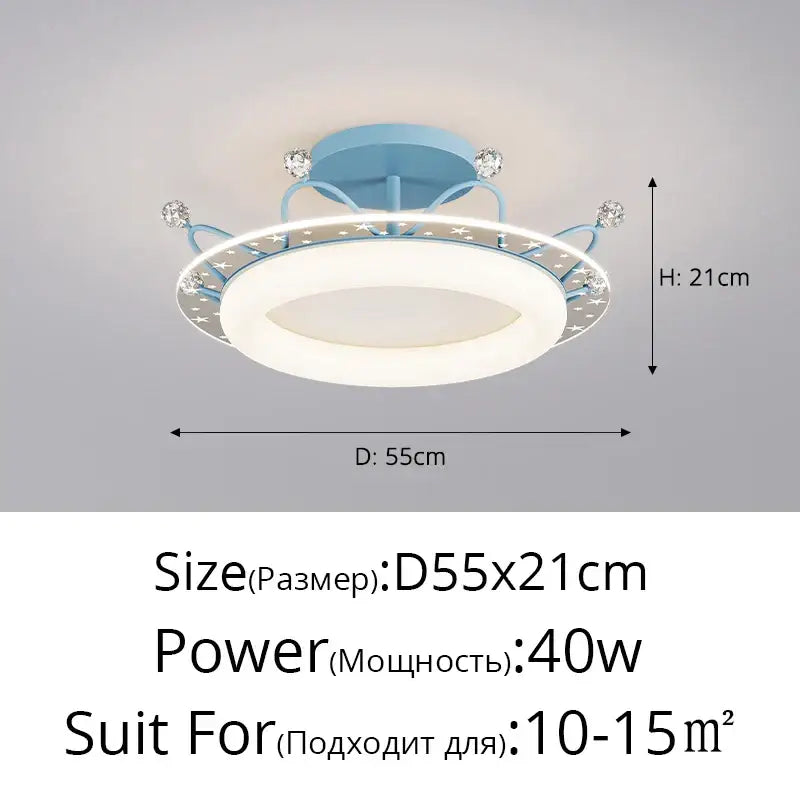 Decorbites led ceiling lights light blue circular design with star patterns and crystal embellishments for indoor use