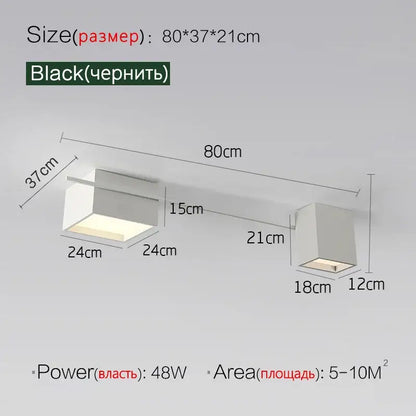 Modern black rectangular DecorBites LED ceiling lights with two units ideal for living room dining bedroom illumination