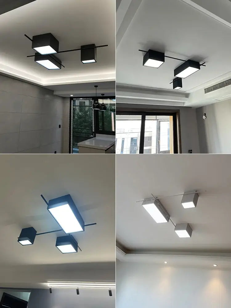 Modern black square decorbites led ceiling lights with sleek metallic arms for living room dining and bedroom use