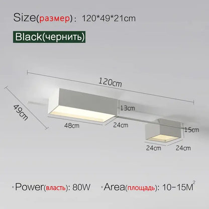 Black rectangular DecorBites LED ceiling lights with sleek modern design and two illuminated panels for living spaces