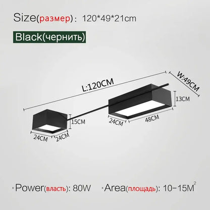 Black rectangular decorbites led ceiling light with sleek modern design and two illuminated panels for living spaces