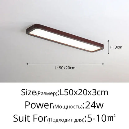 Modern rectangular decorbites led ceiling light with dark brown frame and bright white panel for kitchen and living room