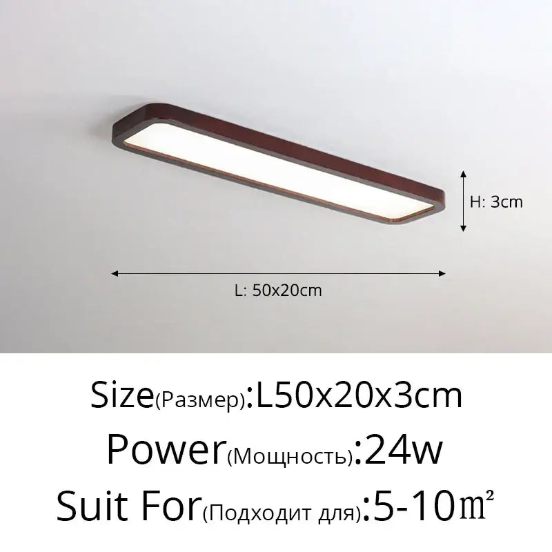 Modern rectangular decorbites led ceiling light with dark brown frame and bright white panel for kitchen and living room