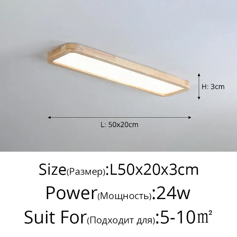 Minimalist decorbites led ceiling light with natural wood frame and frosted glass panel for modern interiors